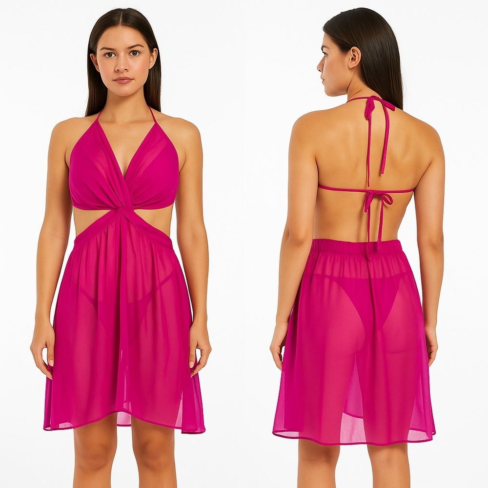 ASOS Sheer Beach Dress Size 6(UK10) Bright Pink BNIP